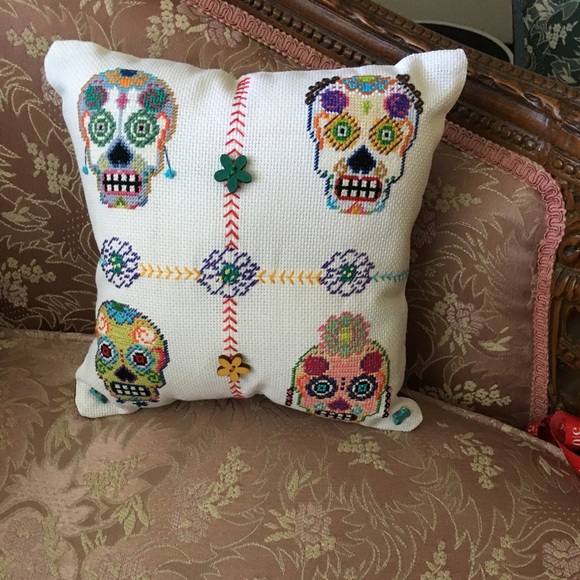 Other - New handmade Day of Dead pillow button accents